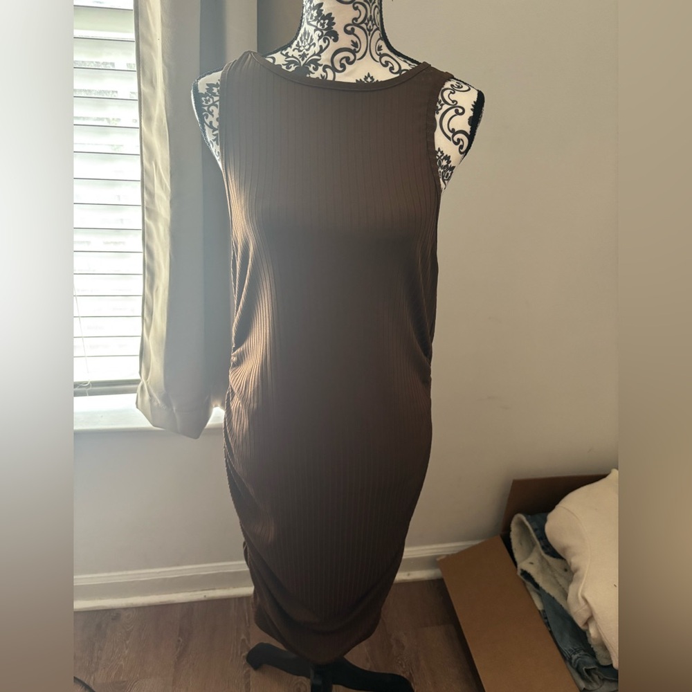 SHEIN Elegant Brown Sleeveless Dress